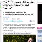 How much Incapacity Benefit is paid out to people with piles, dizziness, stress?