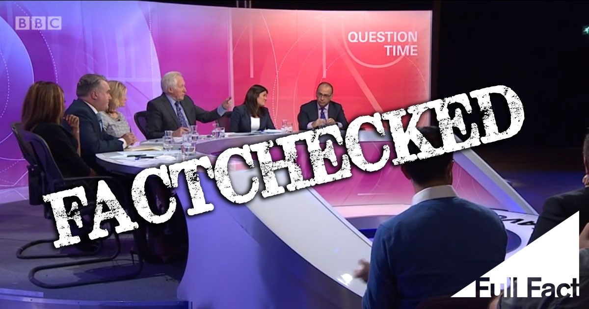 18 Februarys Bbc Question Time Factchecked Full Fact