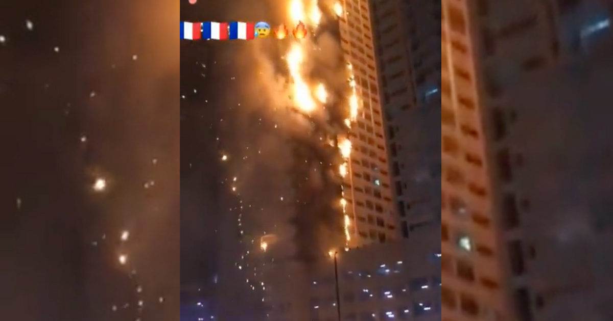 Video of high rise on fire is from UAE, not France