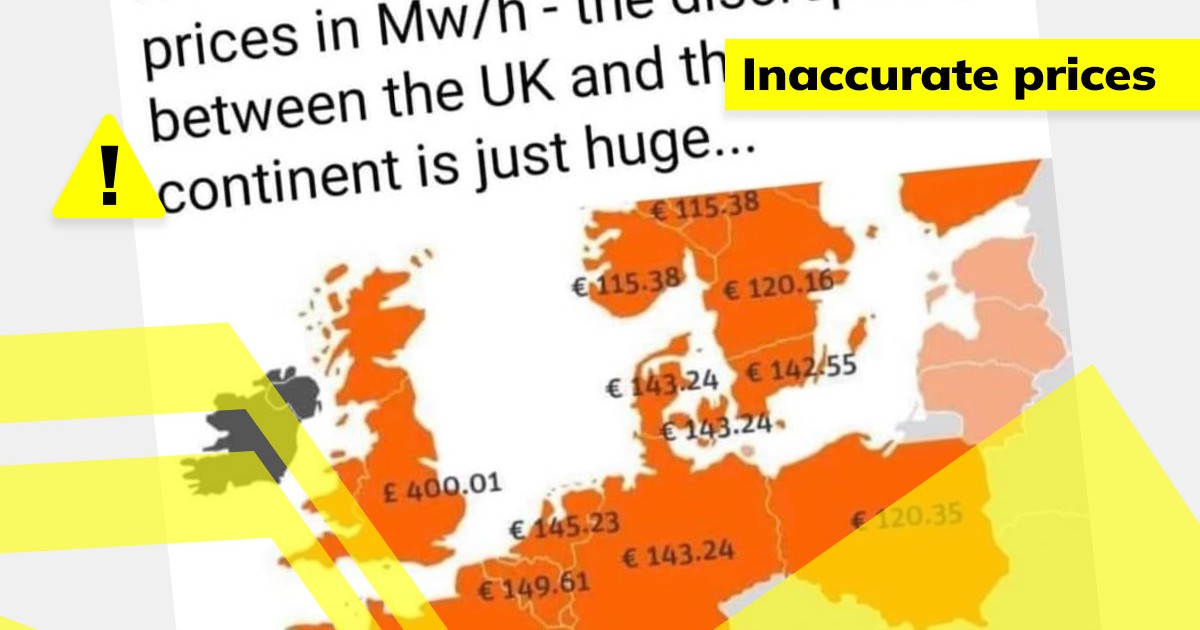 Out-of-date map showing high GB electricity prices compared to Europe ...