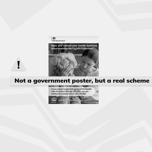 Facebook image promoting vaccine damage payments scheme is not an official government poster