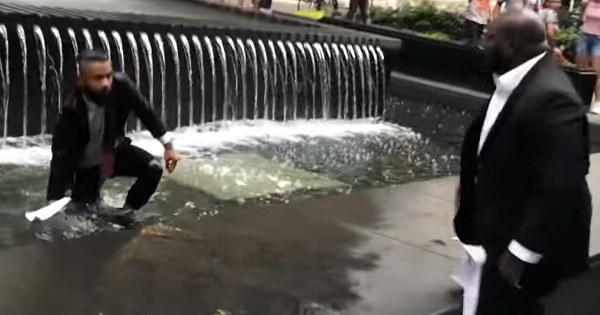 Video of Uber driver throwing passenger into a fountain is a prank
