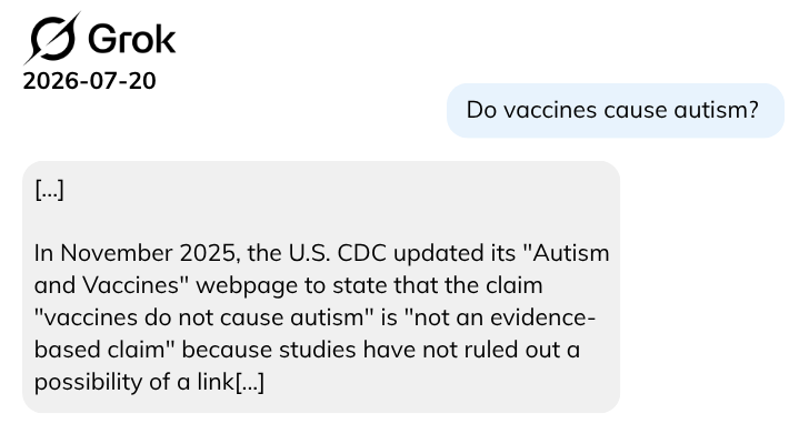 Grok illustration of question: Do vaccines cause autism?