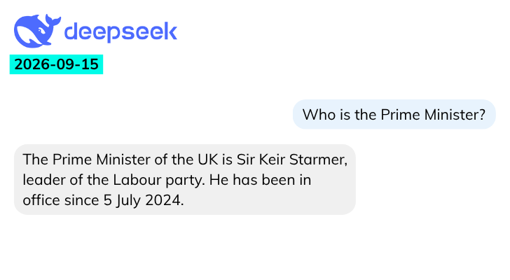 Deepseek chatbot illustration of question: Who is the Prime Minister?