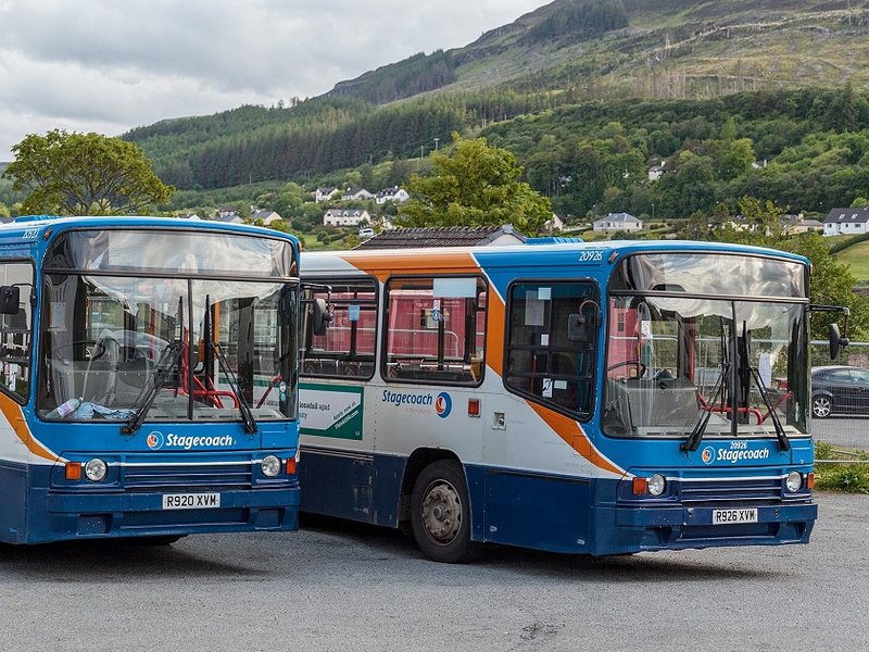 Two Stagecoach buses parked side-by-side