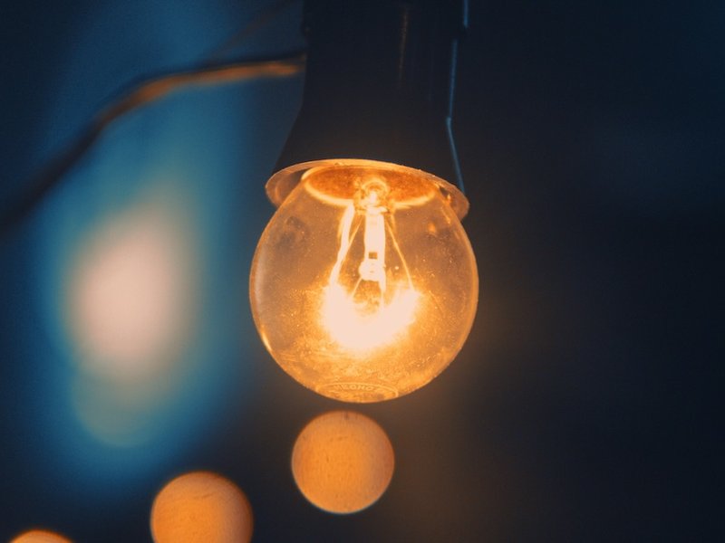 A dimly lit light bulb