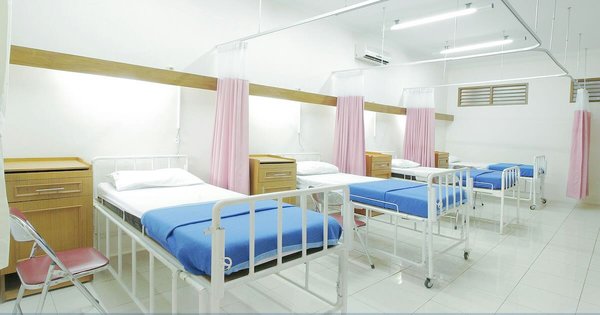 a row of hospital beds