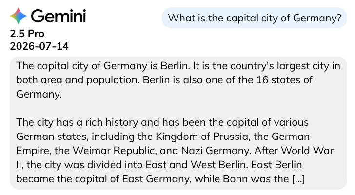 Gemini chatbot illustration of question: What is the capital city of Germany?