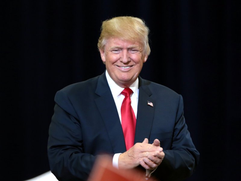 Donald Trump at a campaign rally at the Phoenix Convention Center in Phoenix, Arizona.