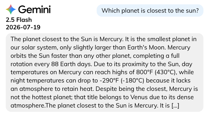 Gemini 2.5 Flash illustration of question: Which planet is closest to the sun?