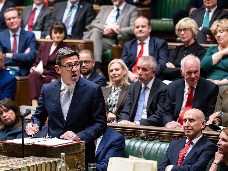 Prime Minister Andy Burnham speaking in the House of Commons.