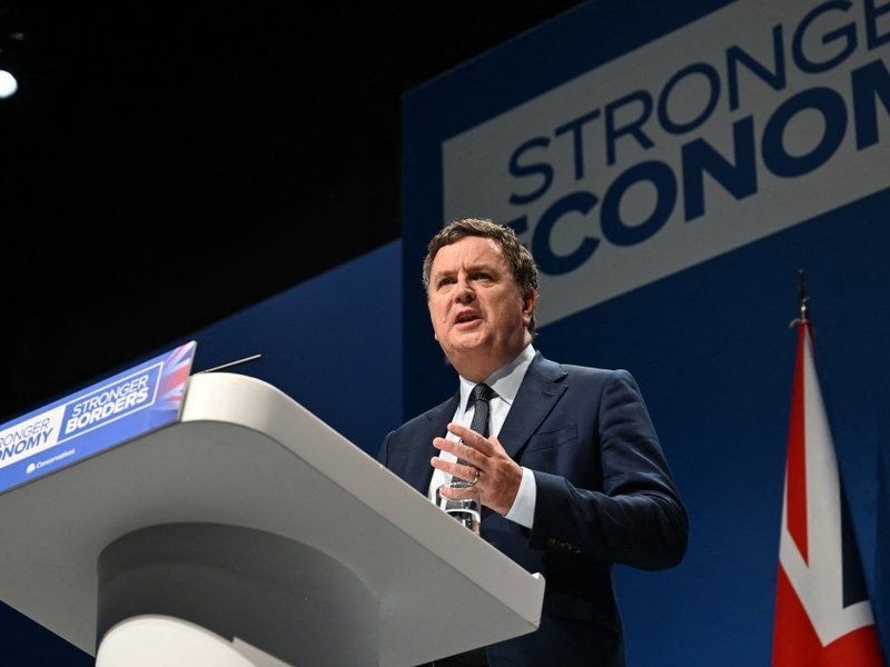 Mel Stride MP speaking at the 2025 Conservative party conference in Manchester