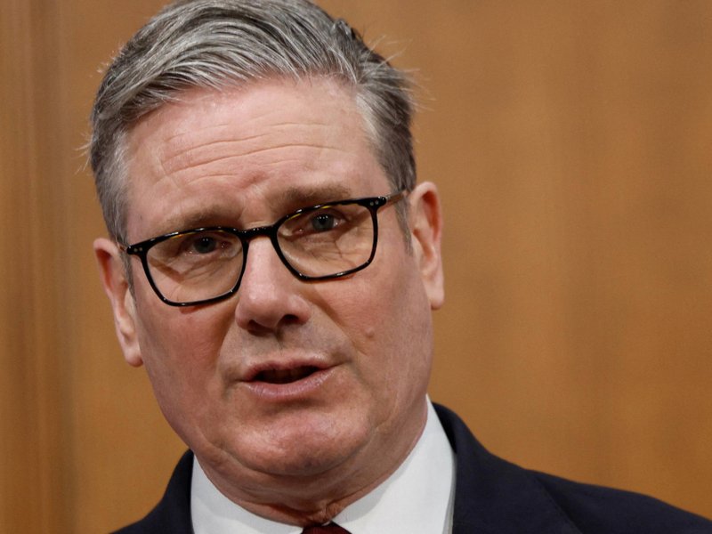 Prime Minister Sir Keir Starmer speaking to the media about the situation in the Middle East on 16 March.
