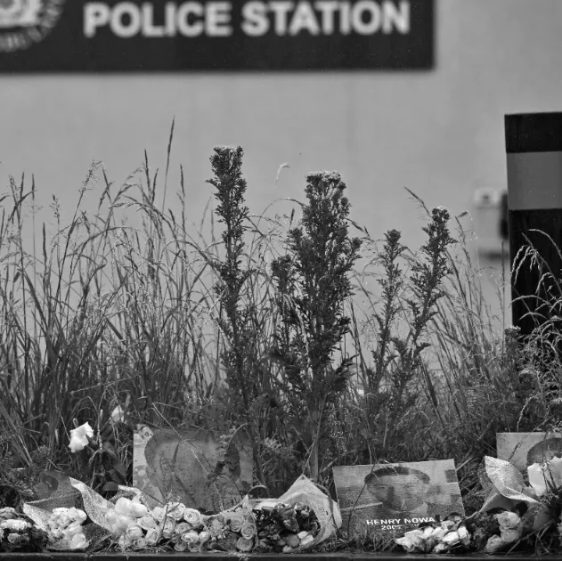 Floral tributes for Henry Nowak are pictured outside of Portswood Police Station in Southampton on 3 June