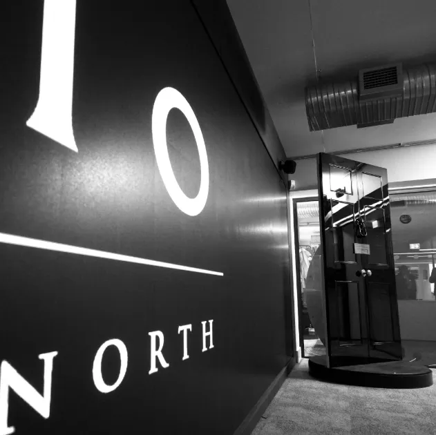 The entrance to Number 10 North at Heron House in Manchester.
