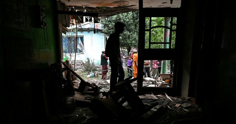 A house damaged by Pakistani artillery shelling in Kalgi village in Uri, about 125kms from Srinagar, on May 8.