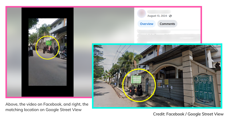 An image showing the a video with similar clips that we geolocated to a location in Indonesia.