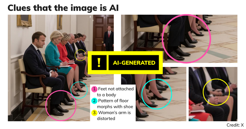 Examples of where the AI image has visual glitches
