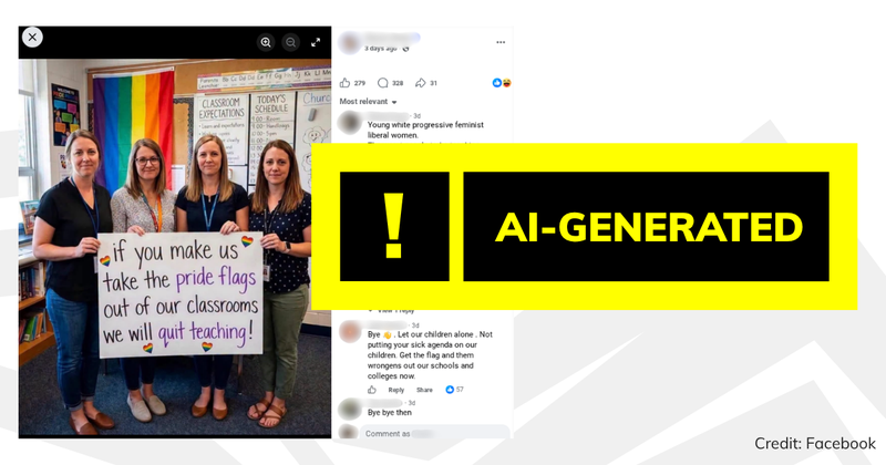 AI generated debunk image teachers pride flag