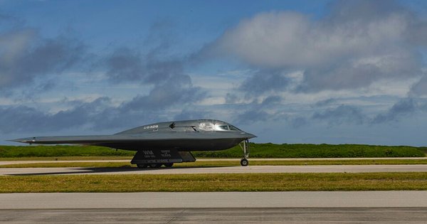 An image of a B-2 Spirit Stealth Bomber at the Naval Support Facility in Diego Garcia, in August 2020.
