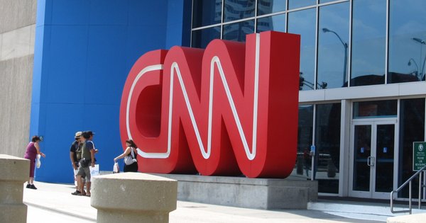 The outside of the CNN Center in Atlanta, Georgia, US with the CNN logo displayed.