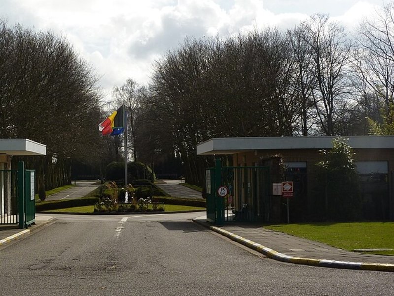 The entrance to the Schaerbeek cemetery in Brussels, Belgium.