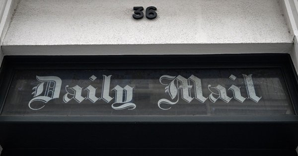 The logo of the Daily Mail outside the newspaper’s former office in Paris, France.