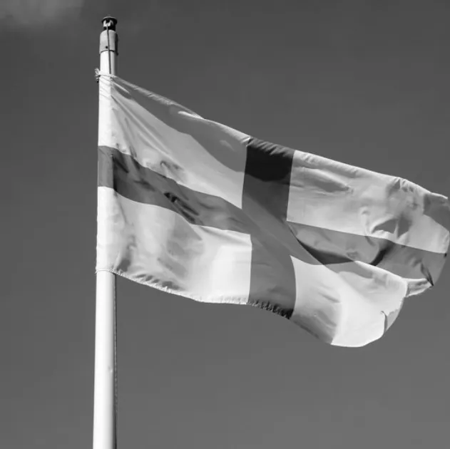 St George’s Cross flies at Dutton Lock on the Weaver Navigation in Cheshire