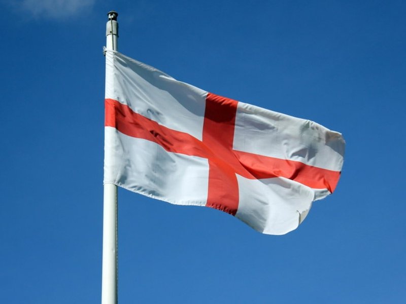 St George’s Cross flies at Dutton Lock on the Weaver Navigation in Cheshire
