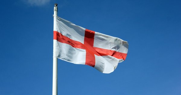St George’s Cross flies at Dutton Lock on the Weaver Navigation in Cheshire