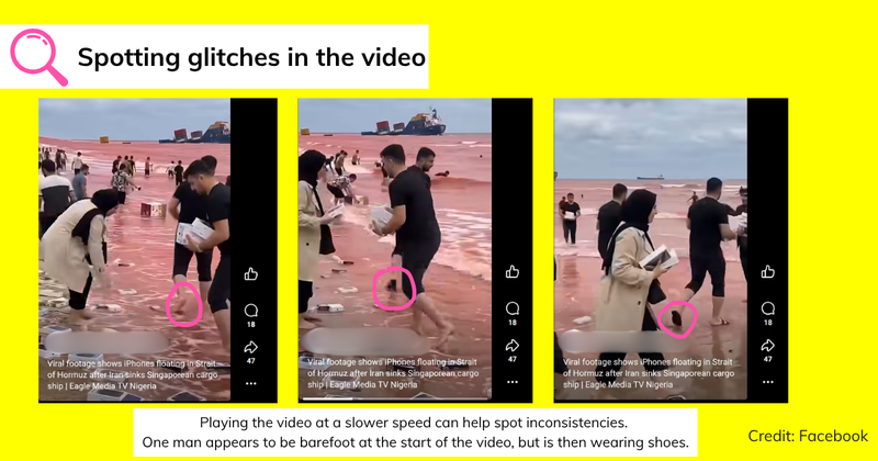 Visual showing how to spot glitches in the video