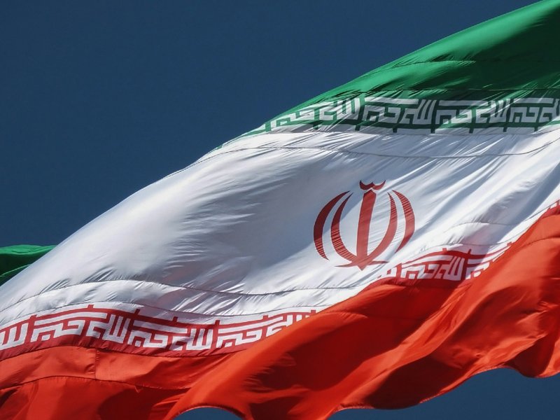 The national flag of the Islamic Republic of Iran.