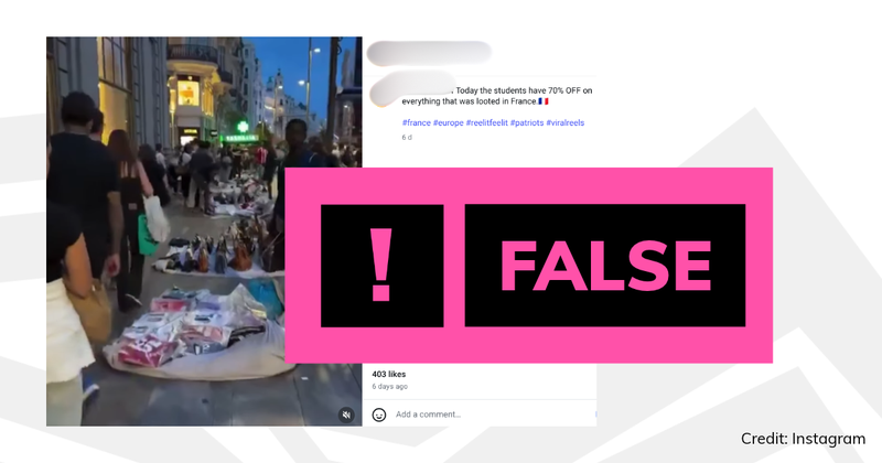 Image of the social media post with a false label over it
