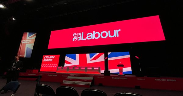 Main stage of the Labour Party conference in Liverpool in 2024