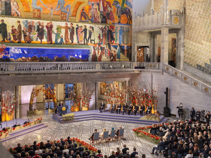 A photo of the 2024 Nobel Peace Prize ceremony.