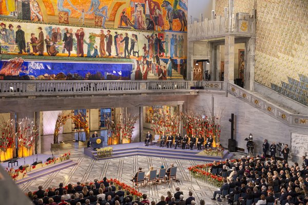 A photo of the 2024 Nobel Peace Prize ceremony.