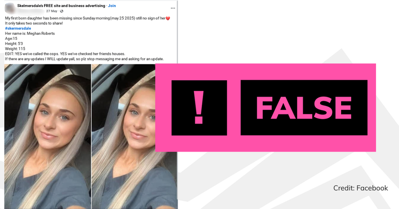 Missing daughter FB image