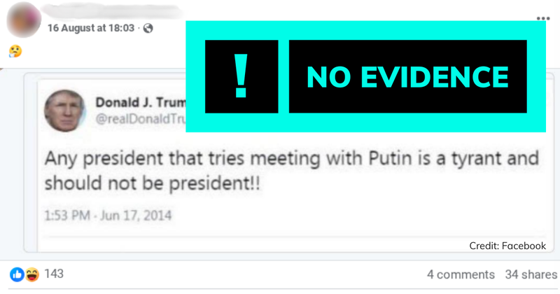Debunk image trump fake tweet