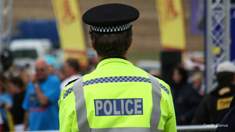 The back of a UK police officer