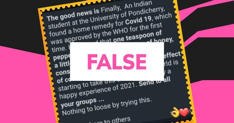 WHO has not approved home remedy