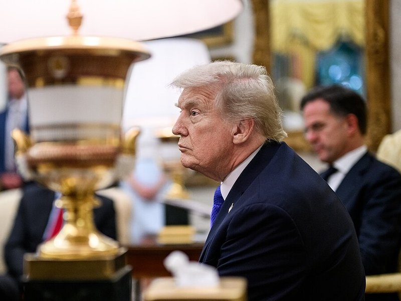 US President Donald Trump in the Oval Office alongside NATO Secretary General Mark Rutte