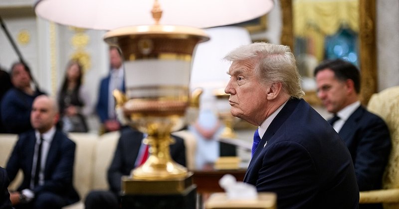 US President Donald Trump in the Oval Office alongside NATO Secretary General Mark Rutte