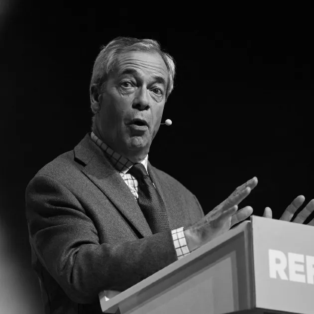 Nigel Farage MP speaking at a Reform UK event in March 2026.