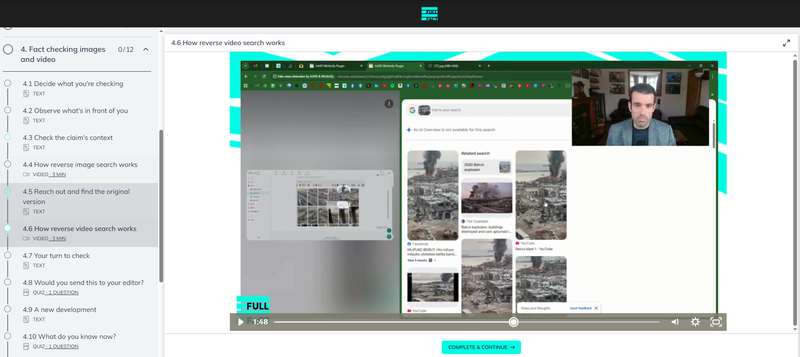 Full Fact delivers a demonstration on how to check videos.