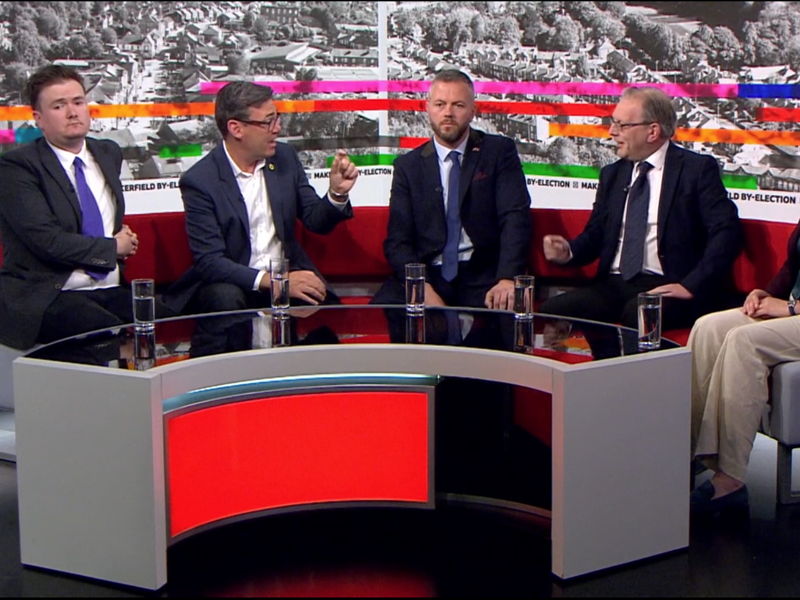 Makerfield by-election candidates during a BBC debate on 8 June