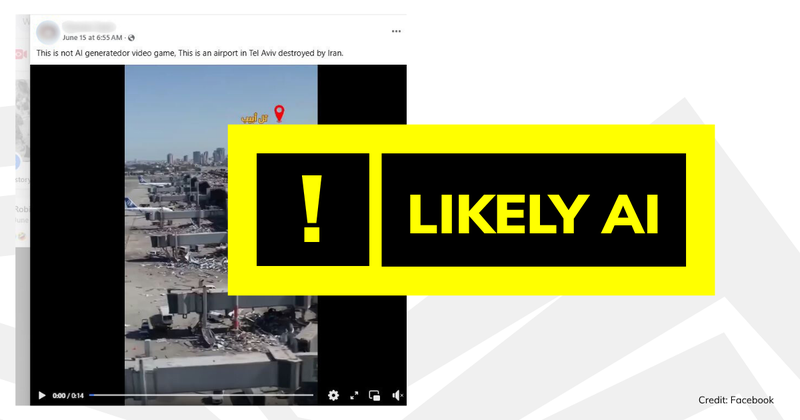 An image of a damaged airport which we have found is likely AI.