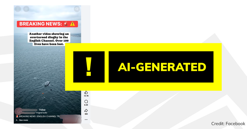 Debunk image AI video of dinghies