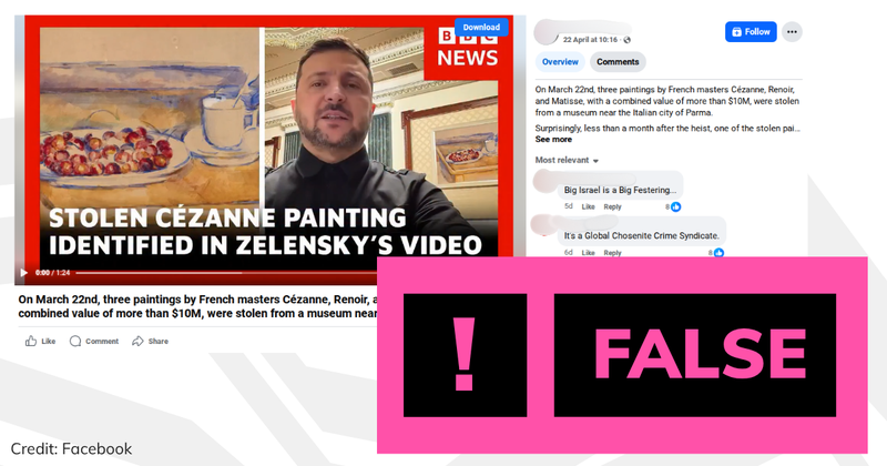 Debunk image fake BBC news report about Zelenksyy and Cezanne painting theft