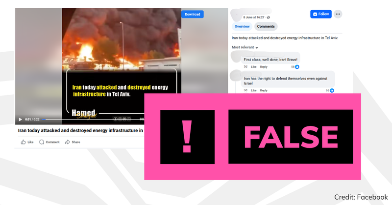 Debunk image claiming to show Iranian attack on Tel Aviv