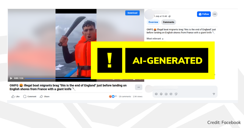 Debunk image man with machete AI